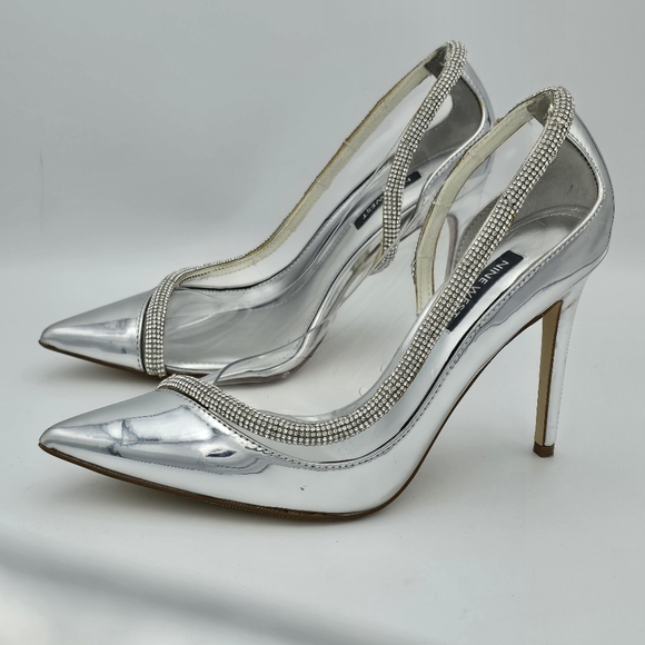 Nine West Finna3 Closed-Toe Pumps, Sparkly Silver, Women's 7.5M - Picture 7 of 16